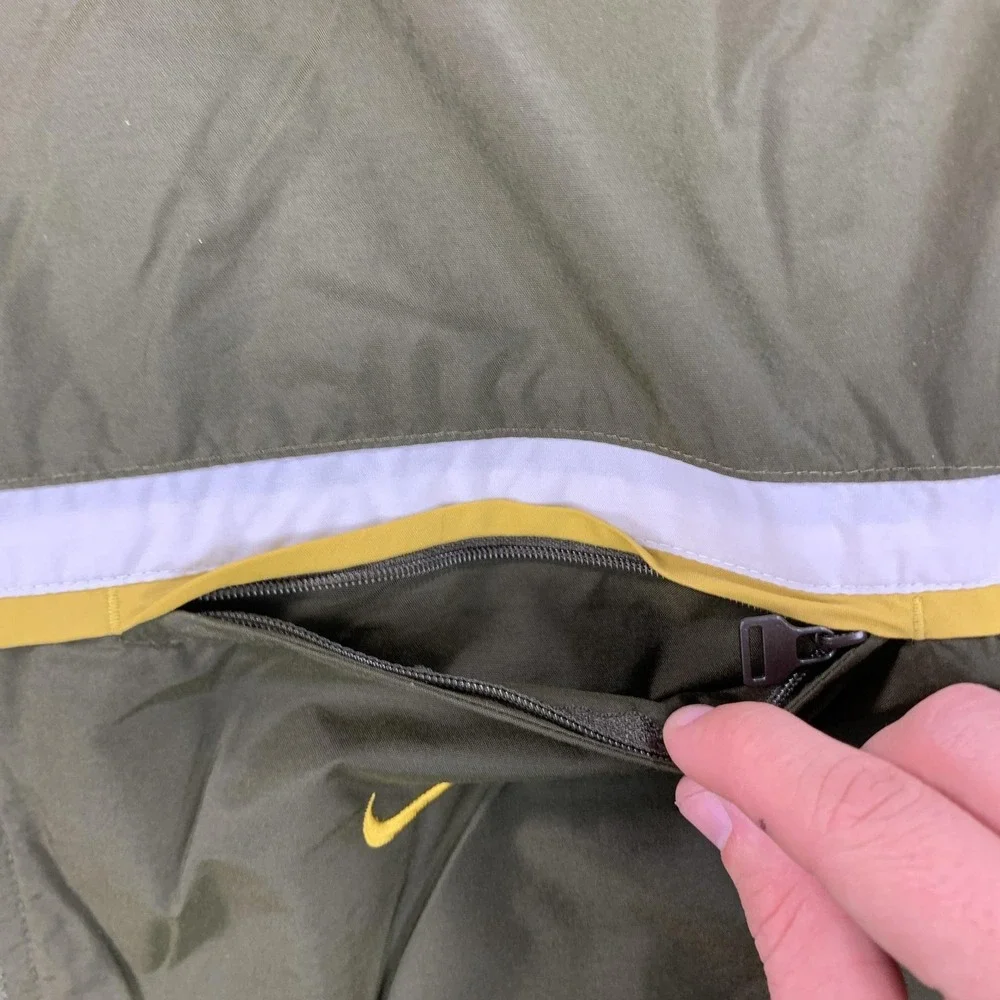 VTG Nike Jacket Mens XL Green Yellow Swoosh Lined Full Zip Windbreaker 90s Nylon